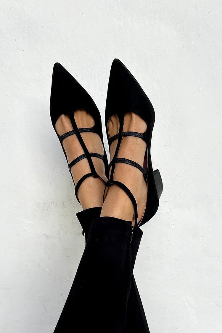BENEDETTA | Elegant pointed lace-up flats for a refined look