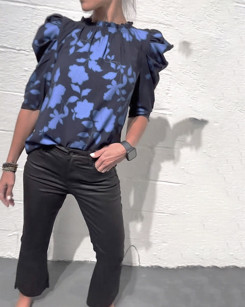 Puff Sleeve Ruffled Blouse