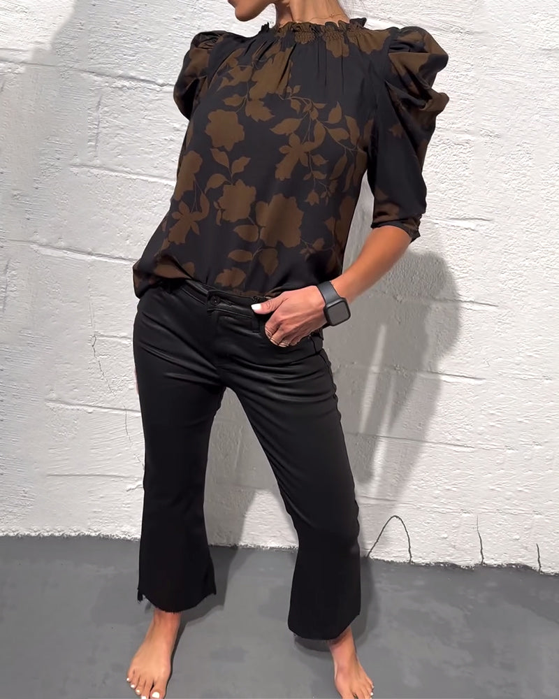 Puff Sleeve Ruffled Blouse