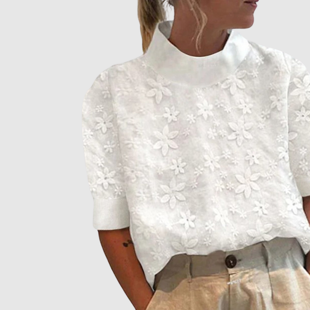 Blouse | Embroidered High Neck