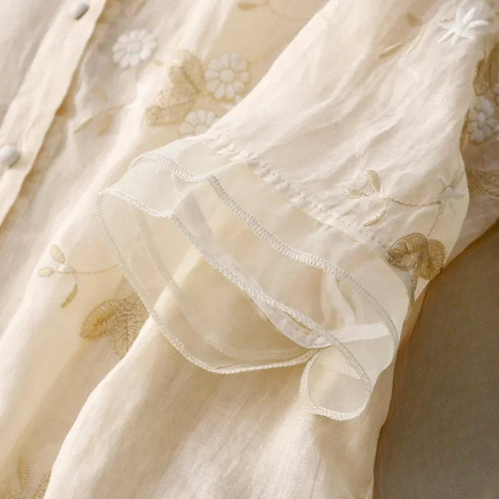 Bluse | Besticktes Leinen